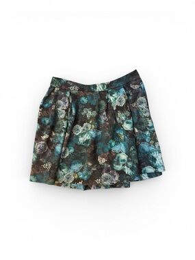 EXPRESS Women’s Full Circle Mini Skirt Black Watercolor Floral Print Sz Medium